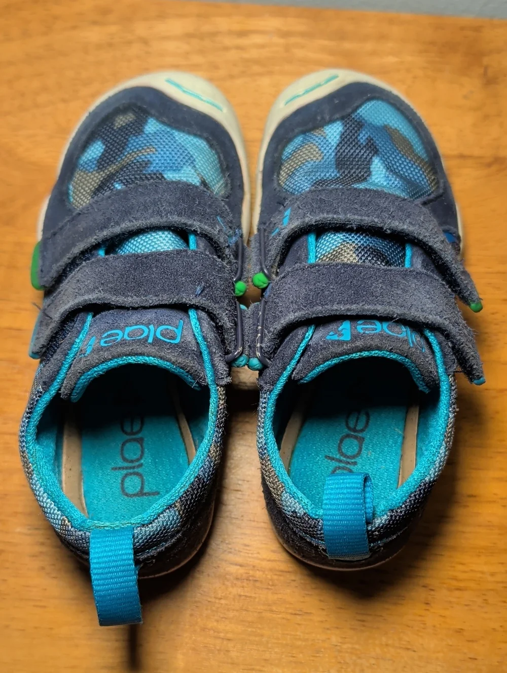 PLAE Kids TY Sneaker Shoes Blue Green Camo Hook & Loop Toddler Boys Size 9.5